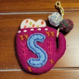 Anthropologie "S" Cocoa Cup Ornament